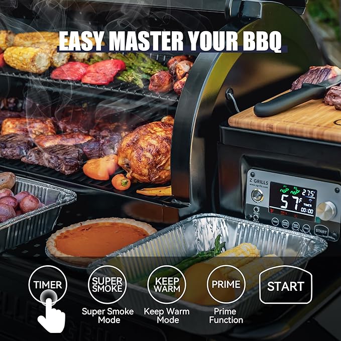 Z GRILLS 7052B Wood Pellet Grill and Smoker with WIFI Smart Home Technology, PID Controller, 709 sq. in, Black