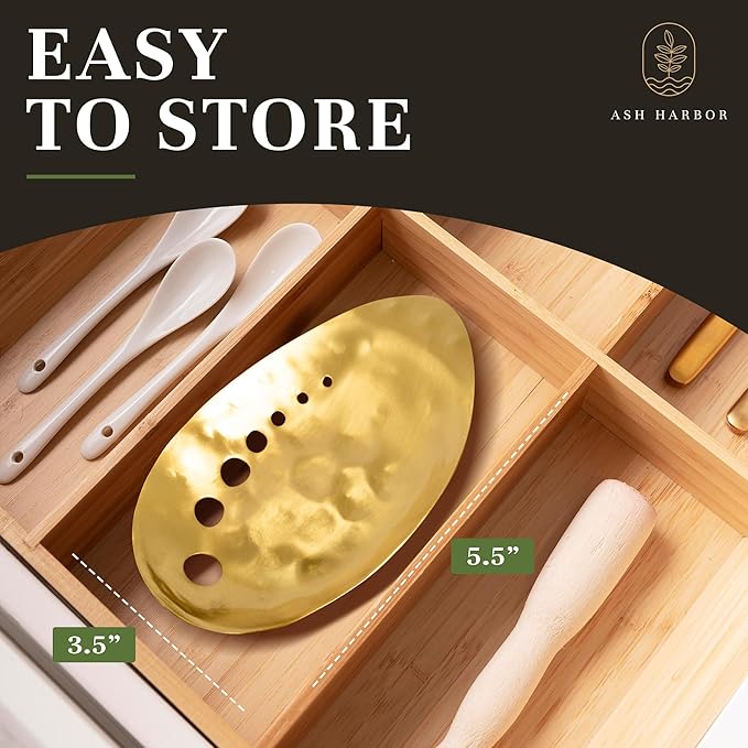 Brass Herb Stripper Bowl 7 Hole Sizes Shred & Catch Herbs & Greens 5.5 x 3.5 In. AH-STBS-2023