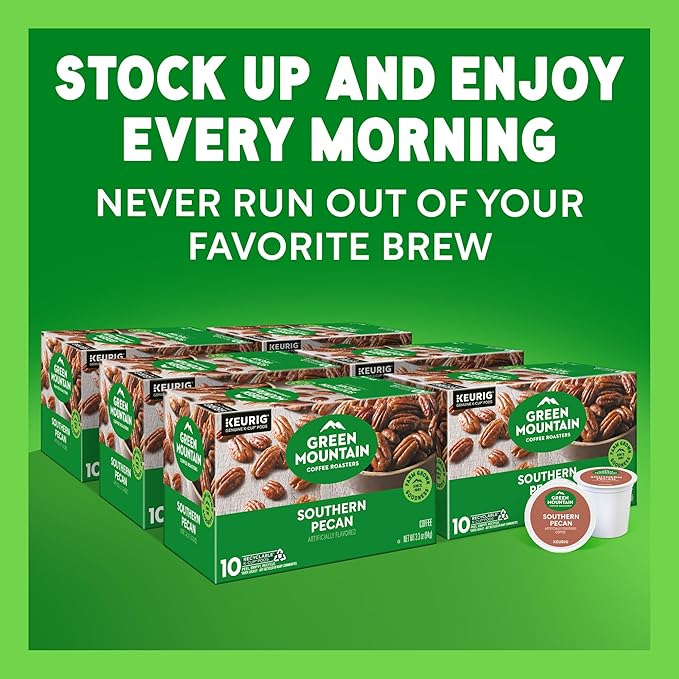 Green Mountain Coffee Roasters Southern Pecan Keurig Single-Serve K-Cup pods, Light Roast Coffee, 60 Count (6 Packs of 10)