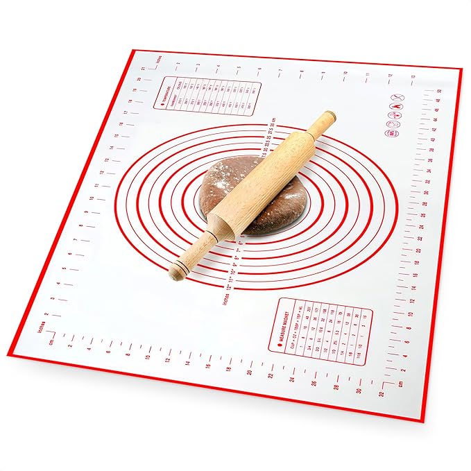 16x24 Inch Pastry Mats for Rolling Dough - Pizza Mats Stain-Proof Large Silicone Baking Mat with Measurements, Non-Stick Baking Rolling Mat - Heat Resistant Kneading Dough Sheet for Bread, Pizza