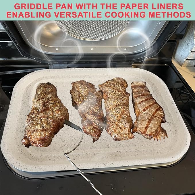 Griddle Pan and Air Fryer Liners for Ninja Foodi FG551/DG551 Smart XL 6-in-1 Grill Accessories, Non-Stick Upgraded Ceramic Cooking Pot for Ninja Foodi DG551 Replacement Parts, 100 PCS Parchment Paper