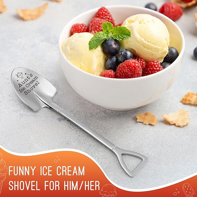 Mothers Day Aunt Birthday Gifts for Auntie from Niece Nephew Best Aunt Ever Ideas Funny Aunt's Ice Cream Shovel Spoon Retirement Gift for Aunts Uncle Matching Presents Easter Christmas Anniversary