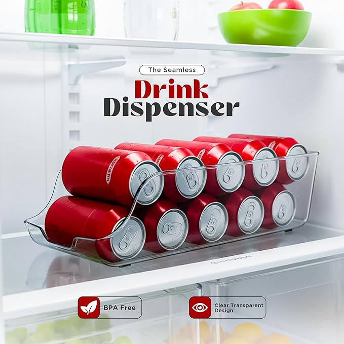 Utopia Kitchen Soda Can Organizer and Dispenser for Refrigerator/Pantry - Durable Can Storage Organizer Fridge & Kitchen Organization - (Clear, Set of 4)