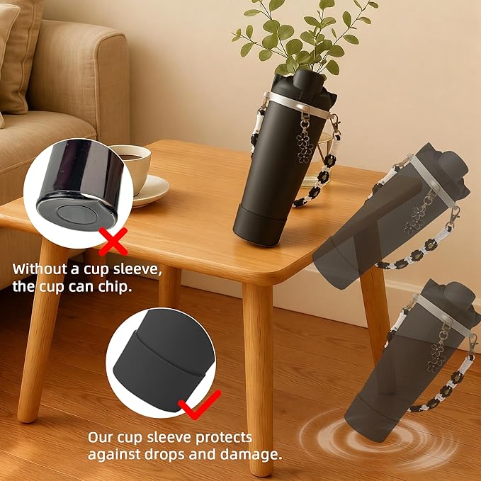 Silicone Boot Set for Owala Water Bottle 24 oz, 32 oz, 40 oz - Includes Anti-Slip Sleeve & Water Bottle Handle Strap, Perfect Owala Accessories, Fits Owala Tumbler, Owala FreeSip, Owala Candy Coated