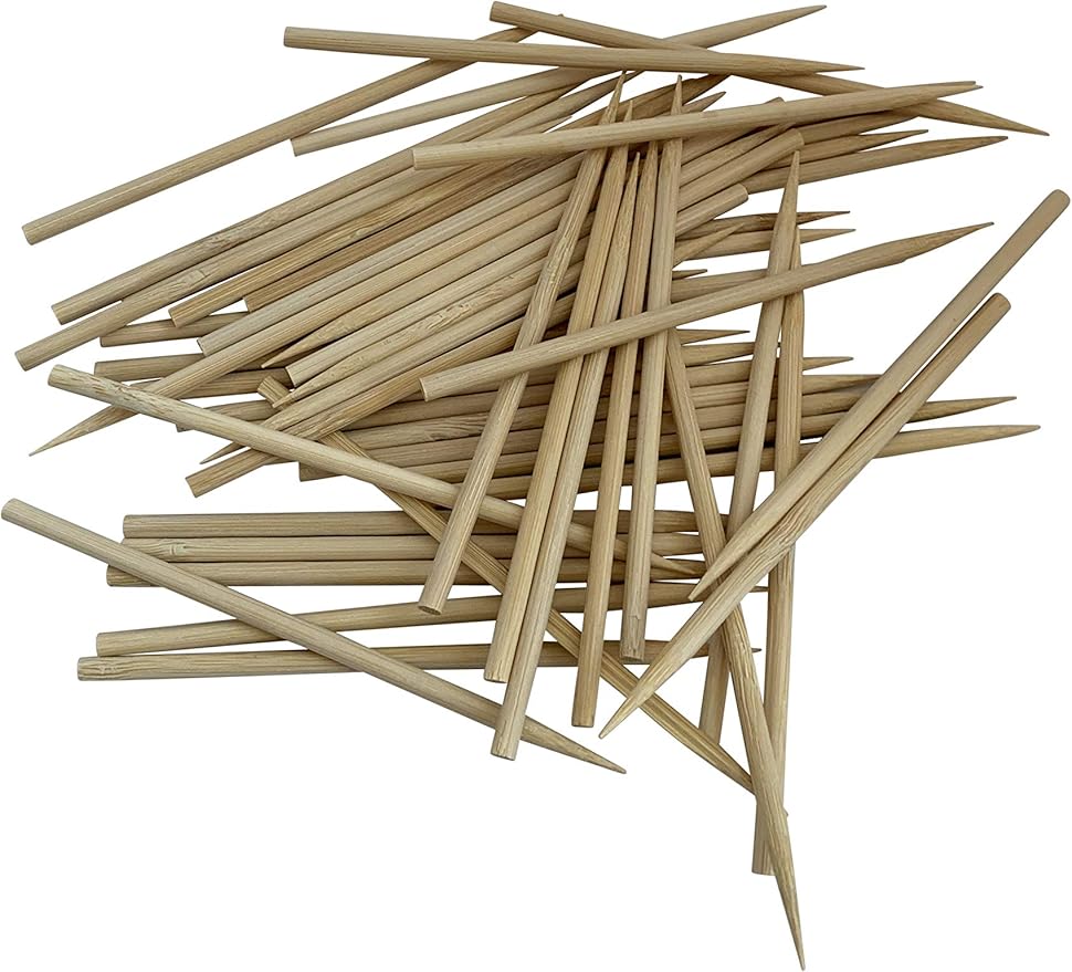 KingSeal Renewable Bamboo Heavy Duty Skewers, Sticks, 4.5 Inches x 3.8 mm Diameter, Retail Pack - 2 Bags of 100 Skewers (200 Count)