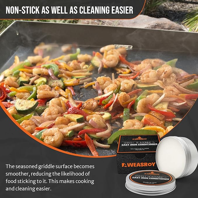Griddle Seasoning for Blackstone and Cast Iron and Carbon Steel Seasoning, Maintain a Cleaner Non-Stick Skillet, 7 Ounce