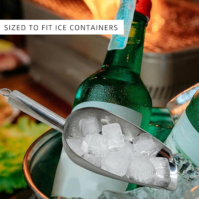 Ice Tongs With Scoop For Ice Bucket,Stainless Steel Silver Scopper,For Freezer And Kitchen