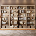 70.8" Tall Brown Bookshelf, Farmhouse Modular Bookcase with 6-Tier Adjustable Shelves, Large Storage Cabinet for Home Office, Living Room, Set of 4