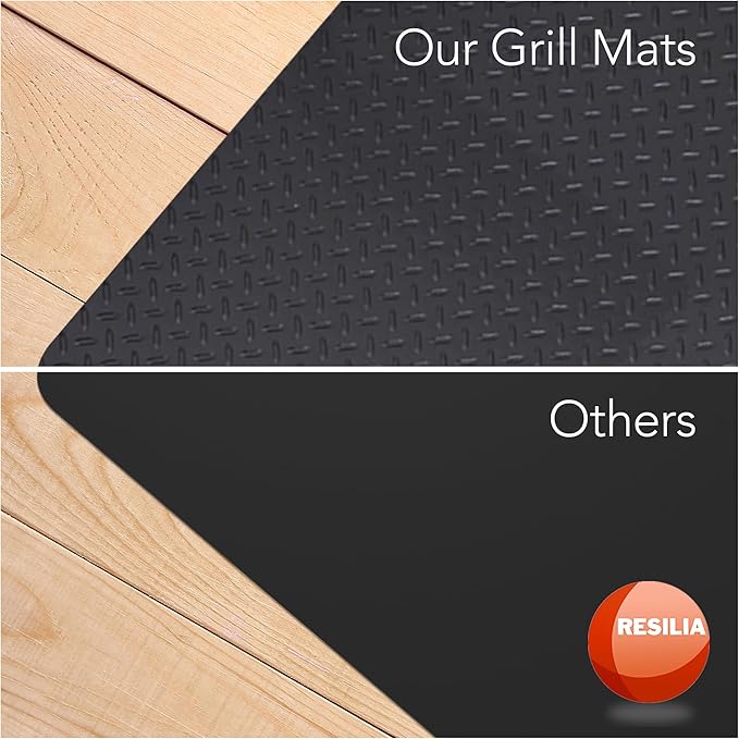 RESILIA Large Under Grill Mat – Heavy Duty, Reusable Outdoor Floor Protector Mats for Deck, Patio, & Garage – 36 Inch x 48 Inch, Black Diamond Plate, Made in The USA