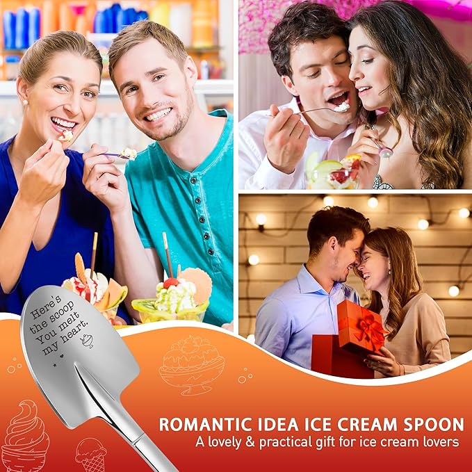 Fathers Day Husband Gifts from Wife Romantic I Love You Gift for Lovers Couple Darling Boyfriend Girlfriend Anniversary Presents Funny Ice Cream Shovel Spoon