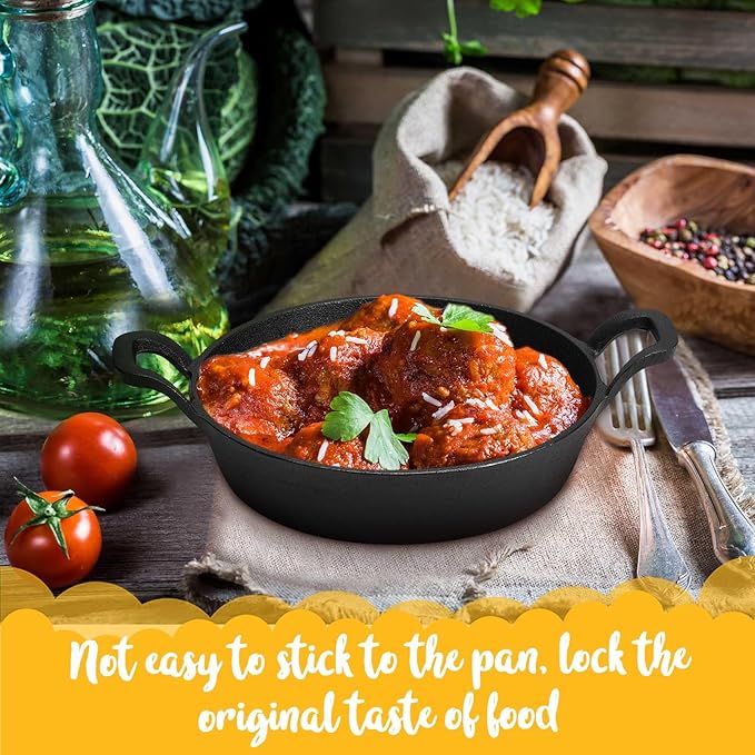 Mini Cast Iron Skillets 7 x 7 x 1.7 Inch Cast Iron Pan Small Ramekin Set Black Casserole Dish Cookware Oven Safe Mini Skillets for Kitchen Indoor Outdoor Picnic (4 Pack)