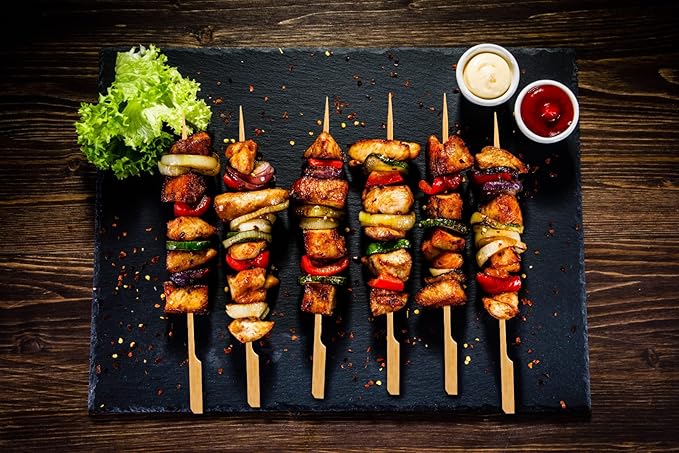 200 PCS Bamboo Skewers for Appetizer, 7 Inch Caramel Candy Apple Sticks, for Drinks, Fruit Kababs, Sausage, Barbecue Snack, Natural Wood Paddle Mini Food Skewer, Cocktail Pick, Charcuterie Accessories