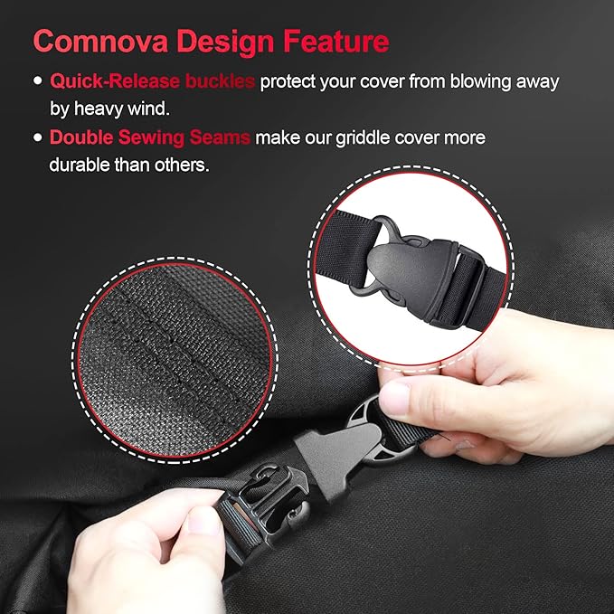 Comnova Griddle Cover for Blackstone Griddle 36 Inch - 600D Flat Top Grill Cover for Blackstone 4 Burner Griddle Without Hood, Outdoor 36" Griddle Cover for FTG600 (with Pole)