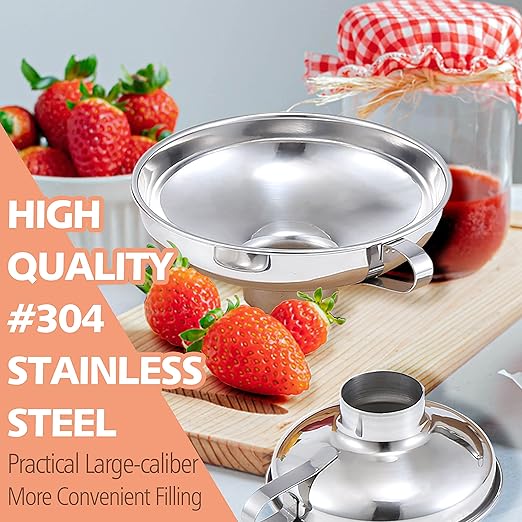 Anaeat Stainless Steel Canning Funnel with Handle for Wide and Regular Jars & Canning Jars, Wide-Mouth Funnels Excellent for Transferring Liquid and Dry Ingredients, Large Solids, Beans & Jams (5.5")
