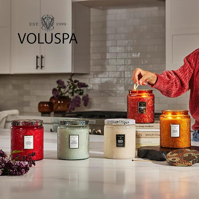 Voluspa Coconut Papaya, Large Candle Jar, 18 oz, 100 Hour Burn Time, Coconut Wax for Clean Burning, Handcrafted in The USA