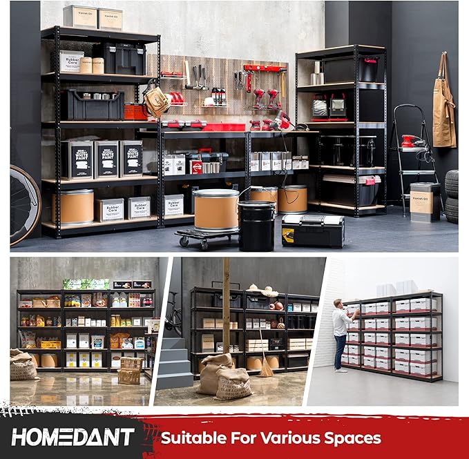 HOMEDANT 5-Tier Laminated Boltless Heavy Duty Metal Shelving Unit Adjustable Garage Storage Utility Rack Shelves Organization Shelf Warehouse Industrial 39.8" W x 18.2" D x 71.3" H 10Pack