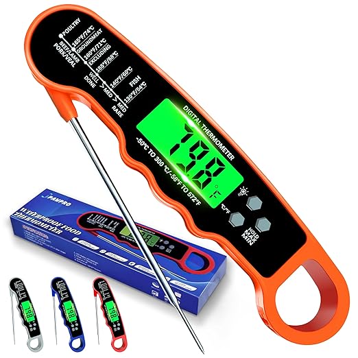 Meat Thermometer Digital, Instant Read Meat Thermometer with Backlight & Magnet for Kitchen, Beef, Grill, Turkey,IP67 Waterproof Cooking Thermometer，Suitable as Stocking Stuffers for Men