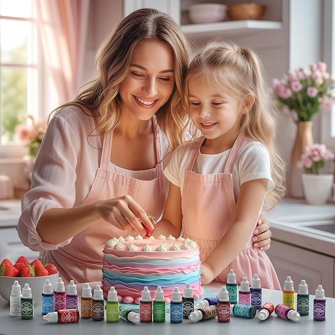Food Coloring for Baking - Cherrysea 26 Vibrant Cake Coloring Liquid Set for Dessert Decorating, Food Grade Food Dye for Icing,Fondant,Cookies,Easter Egg,Making DIY Supplies Kit- 0.35 Fl. oz/Bottles
