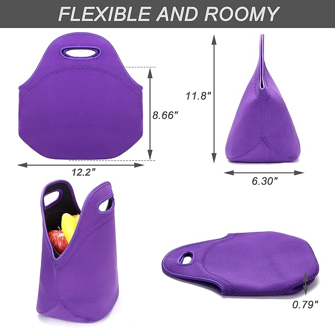 Neoprene Lunch Bag for Women Insulated Lunch Tote Bags Washable Lunch Container Box for Work Picnic Lightweight Meal Prep Bags for Men