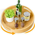Lazy Susan Organizer Homerays 12 Inch Non-Skid Bamboo Lazy Susan for Kitchen Rotating Spice Rack with Handles, Wood Turntable for Kitchen Cabinet,Countertop (Bamboo, Medium)