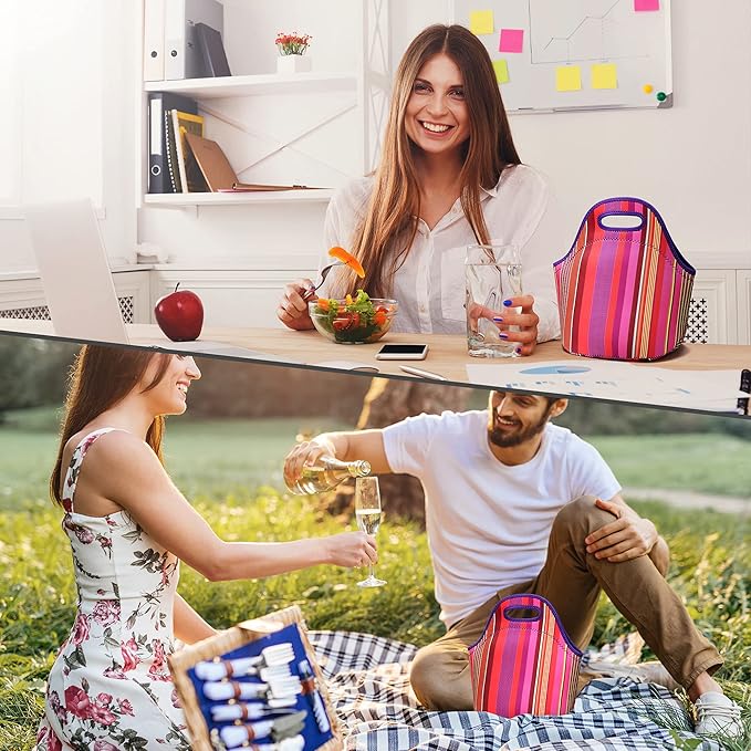 Neoprene Lunch Bag for Women Insulated Lunch Tote Bags Washable Lunch Container Box for Work Picnic Lightweight Meal Prep Bags for Men