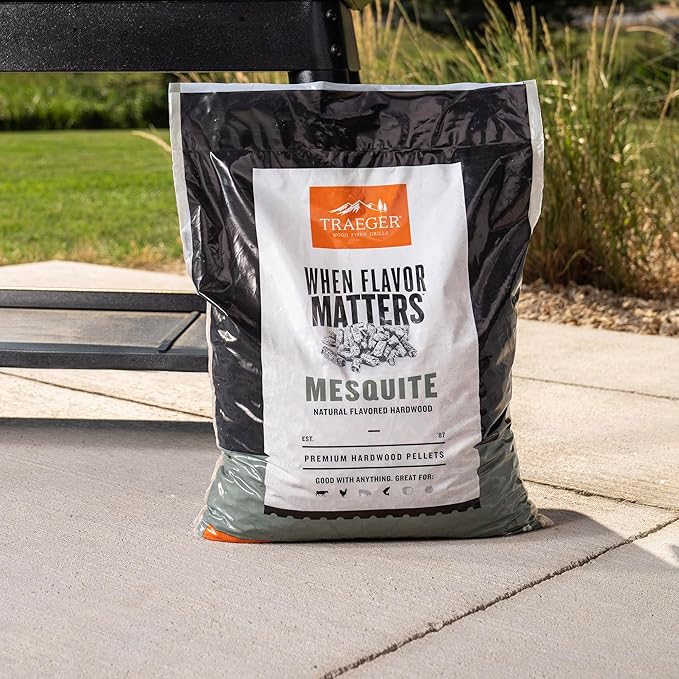 Traeger Grills Mesquite 100% All-Natural Wood Pellets for Smokers and Pellet Grills, BBQ, Bake, Roast, 18 lb. Bag (Pack of 3)