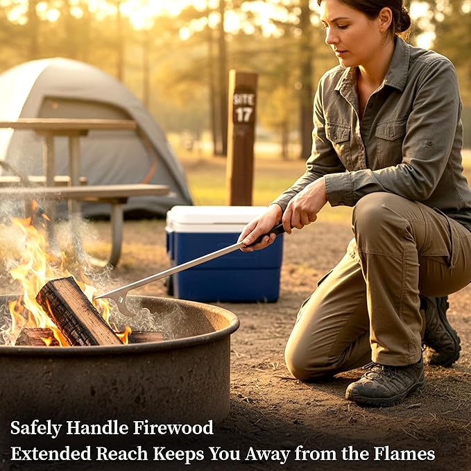 Heavy Duty Fire Tongs Firewood Grabber Tool with Scissor Shape Serrated for Campfire, Bonfire, Fire Pit Log Claw Tongs - Stainless Steel