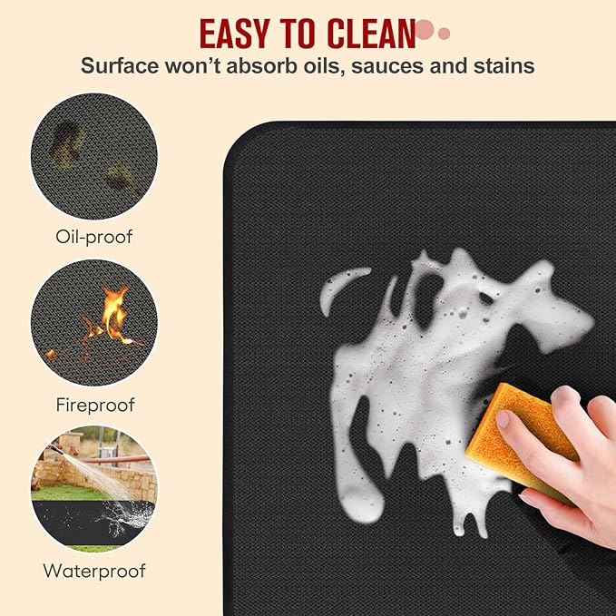 60×42 Inch Under Grill Mats for Outdoor Grill, Hearth Rugs for Fireplaces Fire Resistant, Gas and BBQ Grill Oil-Proof Water-Proof Protector for Decks, Patios and Indoor Grill