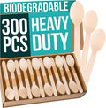Disposable Wooden Spoons For Eating - 300pcs - Heavy Duty & Plastic Free - Our Guilt-Free FSC Certified Wood Protects Forests - A Great Alternative to Bamboo Spoons Disposable.