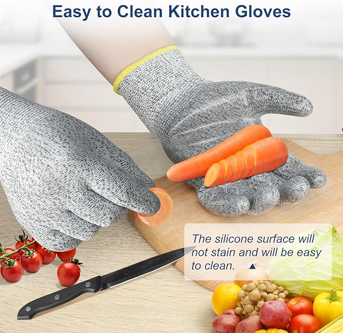 Dowellife Level 5 Silicon Cut Resistant Gloves (Medium), Grey