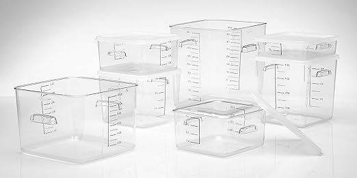 Rubbermaid Commercial Products, Space Saving Square Food Storage Container, 22 Quart, Clear, for Kitchen/Sous Vide/Meal Prep