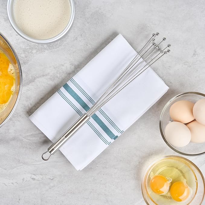Restaurantware-German Standard 12.6 Inch Ball Whisks, 6 Dishwashable Kitchen Whisks - Ergonomic Handle, Durable, Stainless Steel Manual Egg Beater, Suitable For Whisking, Stirring, Mixing, Beating