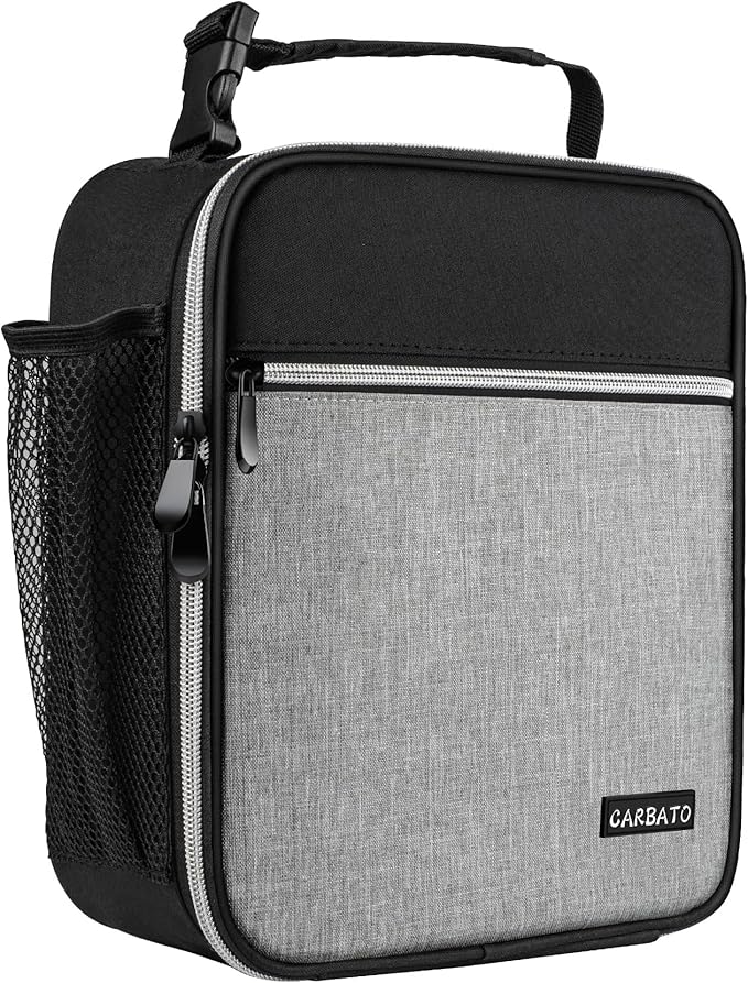 Lunch Bag, Durable Insulated Lunch Box Reusable Adults Tote Bag Lunch Box Durable Reusable for Adults (Black-Light Gray)