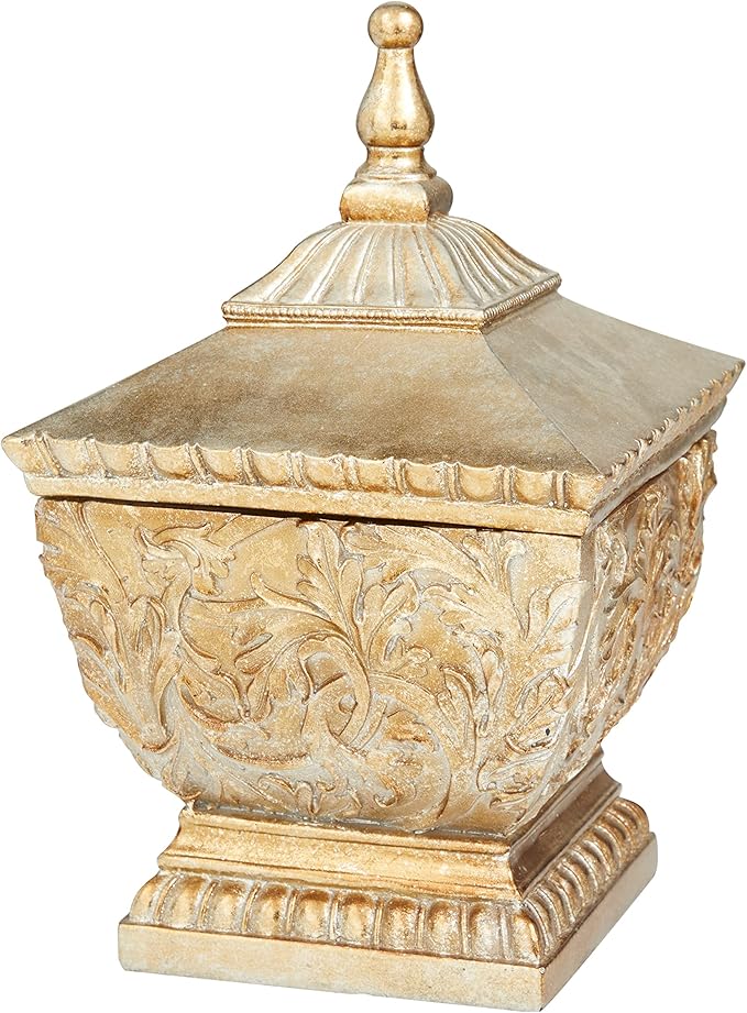 Deco 79 Polystone Solid Decorative Jars, 8" x 8" x 12", Gold