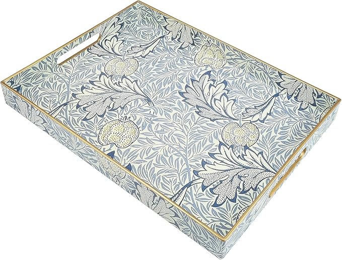 Rectangle Plastic Serving Tray with Handles, Elegant Decorative Tray for Coffee Table, Ottoman, Living Room, Kitchen, and Outdoor Use. 12"*16"*1.6" F