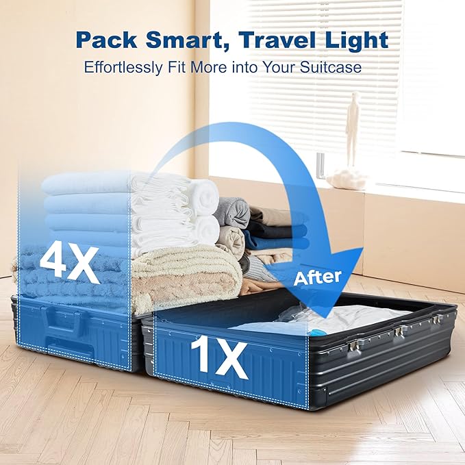 HOUSE DAY 10 Large Vacuum Seal Bags For Clothing Travel, 80% Space Saving Travel Vacuum Bags with Electric Pump, Vacuum Storage Bags For Clothes, Comforters, Bedding, Moving, Storage & Organization