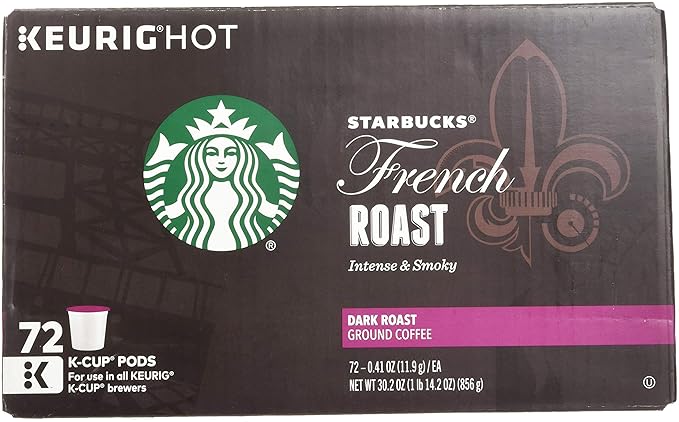 Starbucks French Roast Dark Coffee, 72 K-Cups, (3 Pack of 24 k-cups)