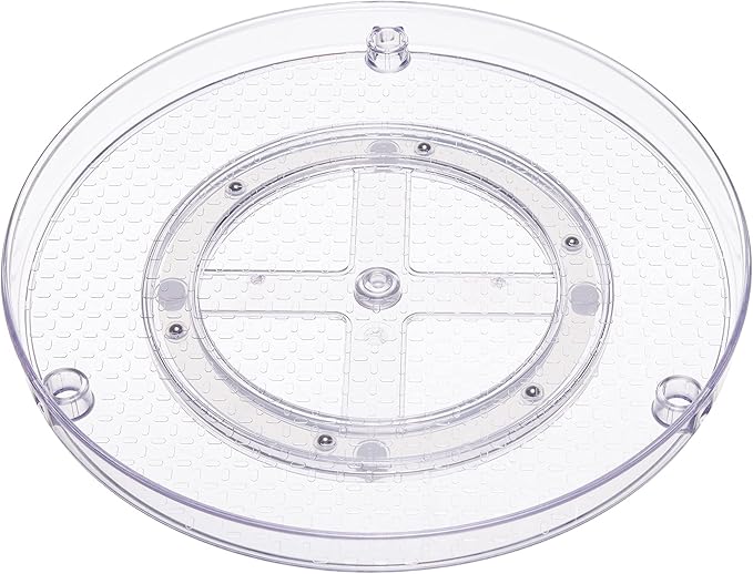 Amazon Basics 2 Tier Lazy Susan Turntable Organizer, 12" Diameter, Clear