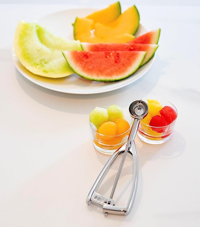 Jenaluca Small Scoop - Mini Cookie Scooper & Melon Baller - 2 Teaspoon Volume - Disher #100 stainless steel scoop for baking cookies & fruit balls