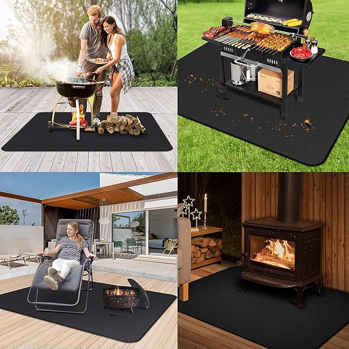 UBeesize Large 65 x 48 inches Under Grill Mat for Outdoor Grill,Double-Sided Fireproof Grill Pad for Fire Pit,Indoor Fireplace Mat Fire Pit Mat,Oil-Proof Waterproof BBQ Protector for Decks and Patios