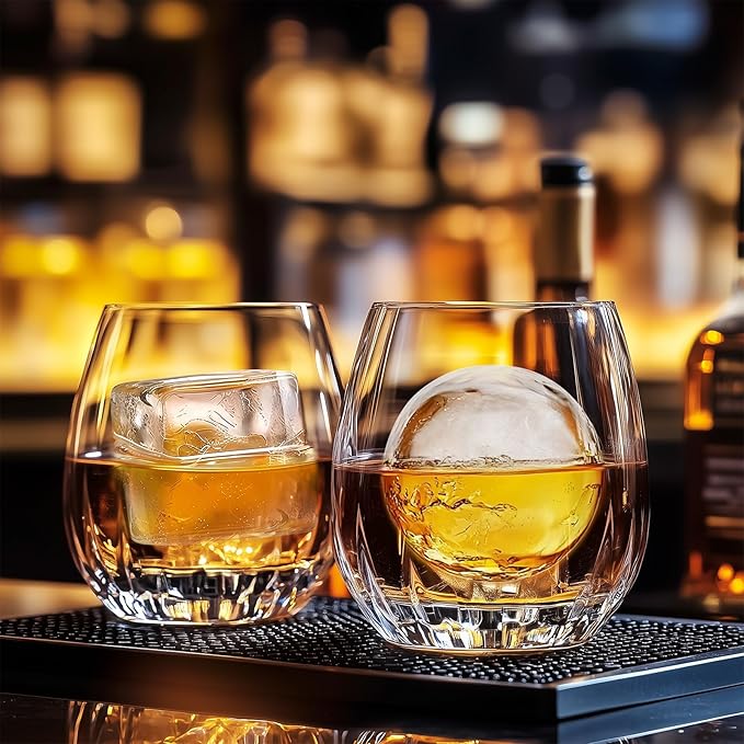 HONYAO Whiskey Ice Ball Mold - 1.8 Inch Silicone Maker With Individual Lid for Easy Fill and Release - 6 Round Sphere Molds for Cocktails and Bourbon