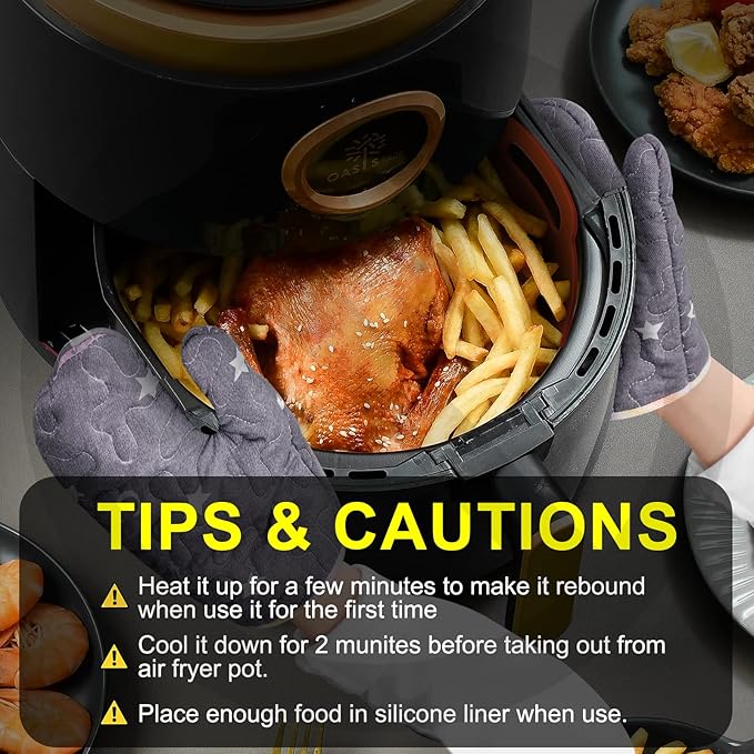 Seropy Silicone Air Fryer Liners Reusable Airfryer Liners 2 Pack 3-5 QT Silicone Pot 7.7 Inch, Air Fryer Basket Round Silicone Mat Oven Baking Tray Replace Parchment Paper for Air Fryer Accessories