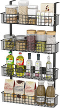 4 Tier Magnetic Spice Rack | Strongly Magnetic Spice Shelf with Utility Hooks | Refrigerator Spice Storage | Kitchen Storage Rack for Placing Seasoning Bottles, Plastic Wraps or Garbage Bags (Black)