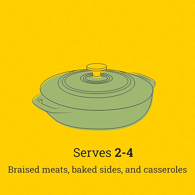 Lodge 3.6 Quart Enameled Cast Iron Covered Casserole with Lid – Dual Handles – Oven Safe up to 500° F or on Stovetop - Use to Marinate, Cook, Bake, Refrigerate and Serve – Desert Sage