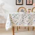 Rectangle Tablecloth Pastoral Style, Waterproof & Stain Resistant Table Cloth Wrinkle Free Table Cover for Dining/Kitchen/Patio, Washable Indoor & Outdoor Use, 55"X120" Blue