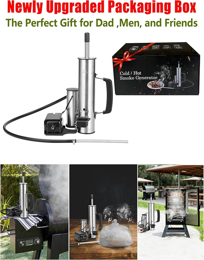 Advanced Smoke Tube for Pellet Smoker, Latest Upgrade Cold Smoker Generator for Gas Grilling, Portable Cordless Electric, Hot or Cold Smoking: Fit Any Grill or Smoke, Perfect Gifts for Men, Fathers