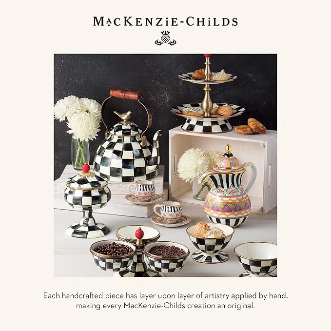 MACKENZIE-CHILDS Courtly Check Kitchen Canister, Decorative Black-and-White Glass Storage Jar with Lid, Small