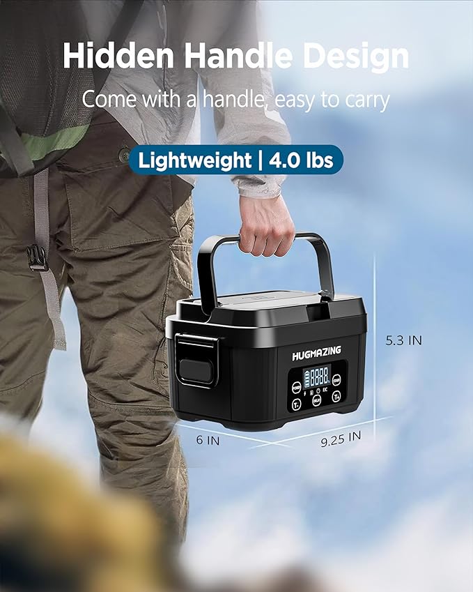 Cordless Electric Lunch Box – Rechargeable Self-Heating Food Warmer with 1100ML SS Container, Battery-Powered Heated Lunch Box, Perfect for Travel, Office Meals for Adults, Men & Women