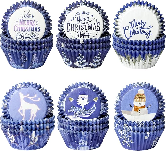 qiqee Christmas Standard Cupcake Liners Cupcake Cups 300-Count Food Grade Gradient Design Cupcake Papers Baking Cups Cupcake Wrappers for Christmas(Standard Size)