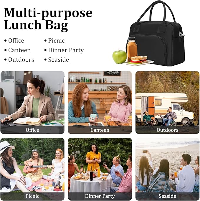 MEXS Insulated Lunch Bag for Women Men Large Reusable Lunch Box Adult Leakproof Portable Cooler Tote Bags for Work Picnic